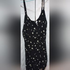 Spaghetti strap black dress with Daisy's and bumblebees